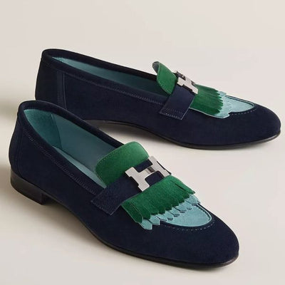 HERM Women's Royal Loafers in Multicolor Suede Leather