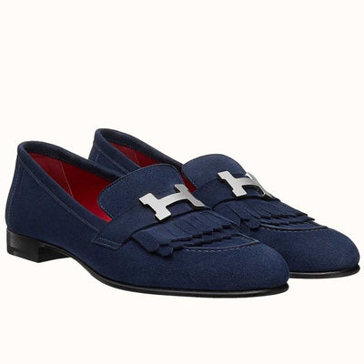 HERM Royal Loafers In Blue Suede Leather