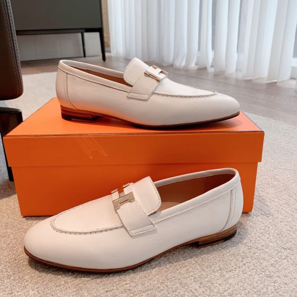 HERM Women's Paris Loafers in White Goatskin