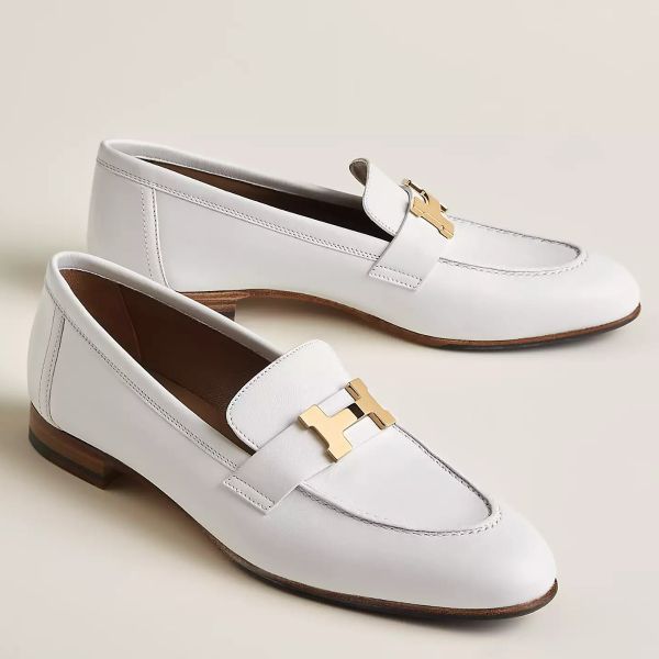HERM Women's Paris Loafers in White Goatskin