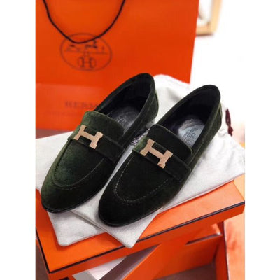 HERM Paris Loafers In Dark Green Velvet