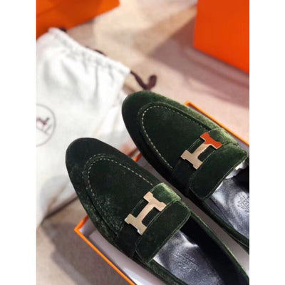 HERM Paris Loafers In Dark Green Velvet