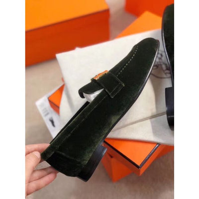 HERM Paris Loafers In Dark Green Velvet
