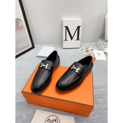 HERM Women's Faubourg Loafers in Black Leather