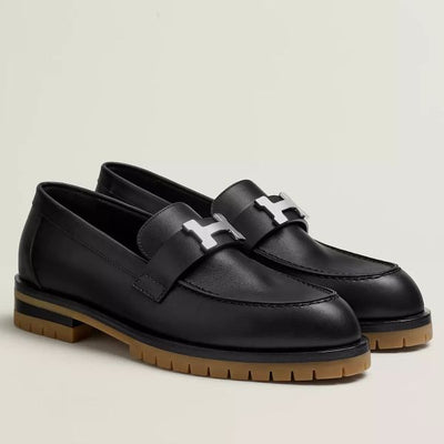 HERM Women's Faubourg Loafers in Black Leather