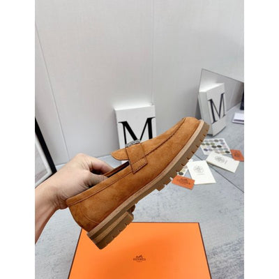 HERM Women's Faubourg Loafers in Brown Suede Leather