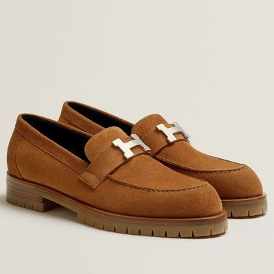 HERM Women's Faubourg Loafers in Brown Suede Leather