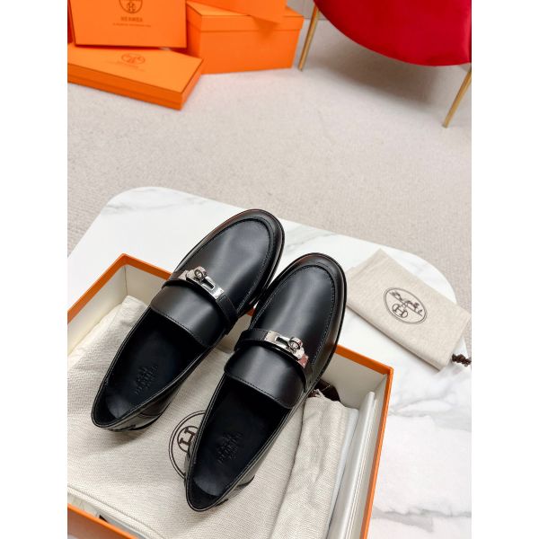 HERM Women's Destin Loafers in Black Leather