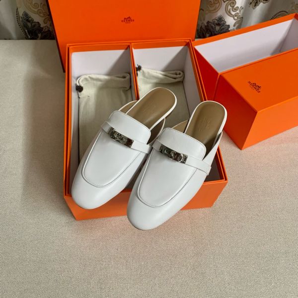 HERM Women's Oz Mules in White Leather