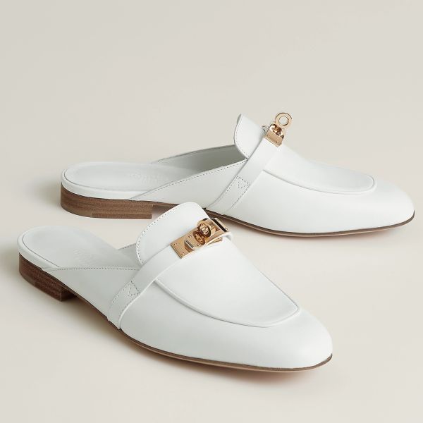 HERM Women's Oz Mules in White Calfskin