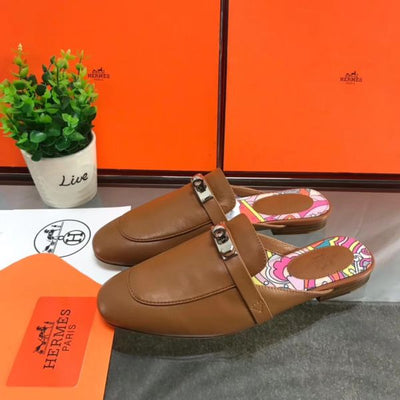 HERM Oz Mules In Brown Calfskin