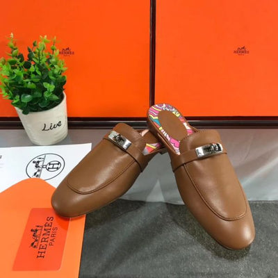 HERM Oz Mules In Brown Calfskin