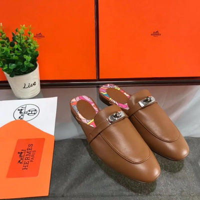 HERM Oz Mules In Brown Calfskin