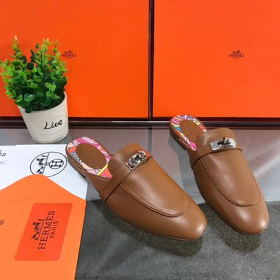 HERM Oz Mules In Brown Calfskin
