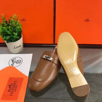 HERM Oz Mules In Brown Calfskin