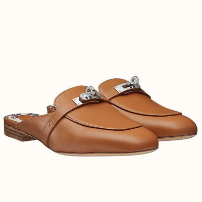 HERM Oz Mules In Brown Calfskin