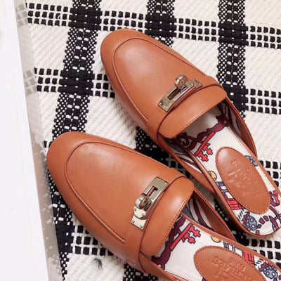 HERM Oz Mules In Caramel Calfskin
