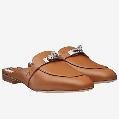 HERM Oz Mules In Caramel Calfskin