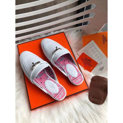 HERM Oz Mules In White Calfskin
