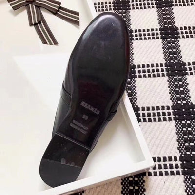 HERM Oz Mules In Black Calfskin