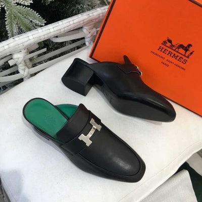 HERM Paradis Mules In Black Calfskin