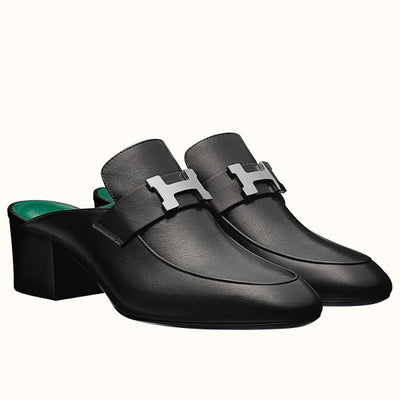 HERM Paradis Mules In Black Calfskin