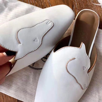 HERM Tangeria Mules In White Calfskin