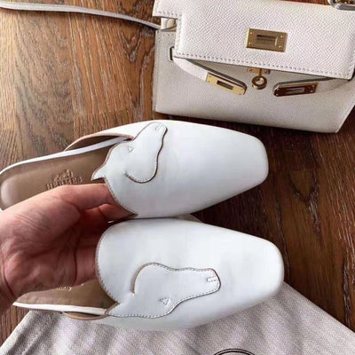 HERM Tangeria Mules In White Calfskin