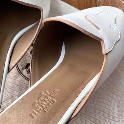 HERM Tangeria Mules In White Calfskin
