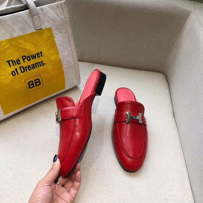 HERM Trocadero Mules In Red Goatskin