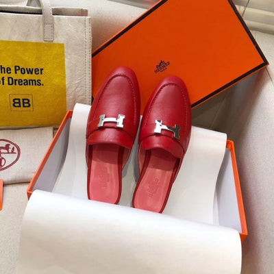HERM Trocadero Mules In Red Goatskin
