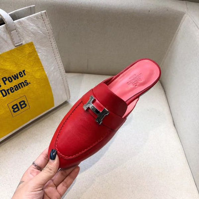 HERM Trocadero Mules In Red Goatskin