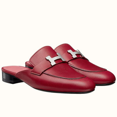 HERM Trocadero Mules In Red Goatskin