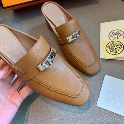 HERM Blossom Mules 60mm In Brown Goatskin