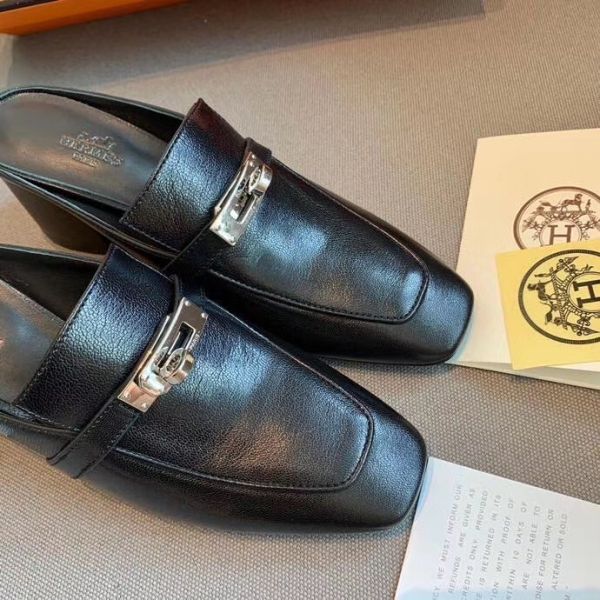 HERM Blossom Mules 60mm In Black Goatskin