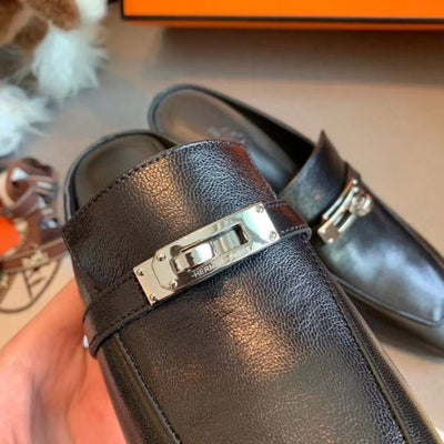 HERM Blossom Mules 60mm In Black Goatskin