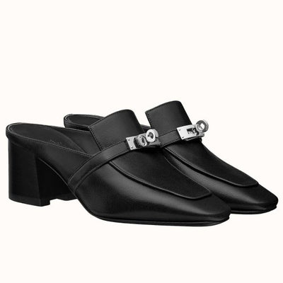 HERM Blossom Mules 60mm In Black Goatskin