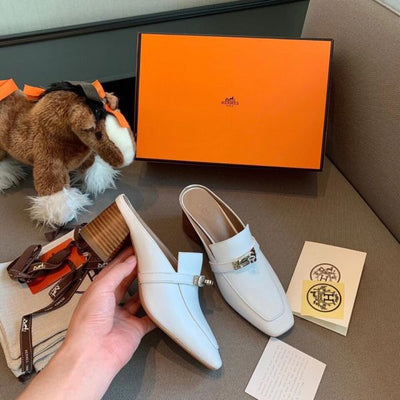HERM Blossom Mules 60mm In White Goatskin