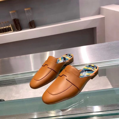 HERM Catena Mules In Brown Calfskin