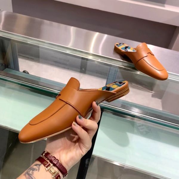 HERM Catena Mules In Brown Calfskin
