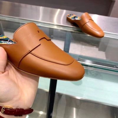 HERM Catena Mules In Brown Calfskin