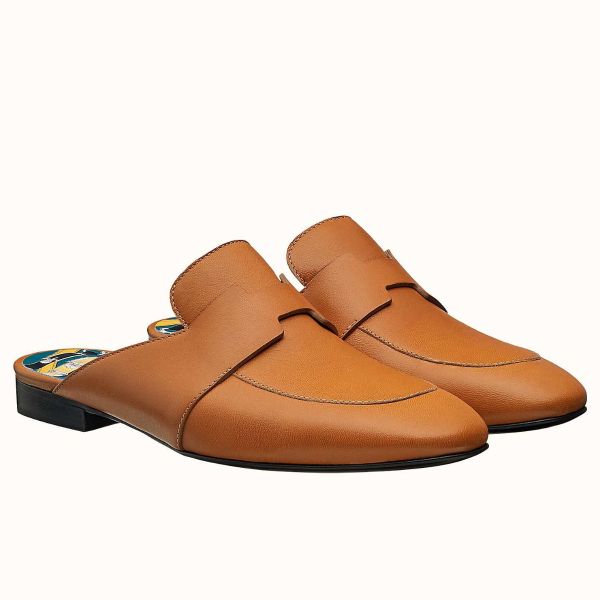 HERM Catena Mules In Brown Calfskin