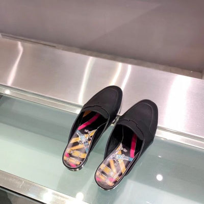 HERM Catena Mules In Black Calfskin