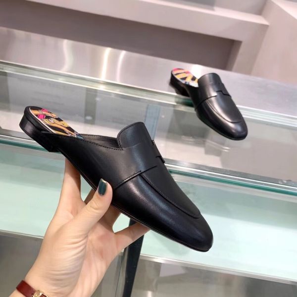 HERM Catena Mules In Black Calfskin