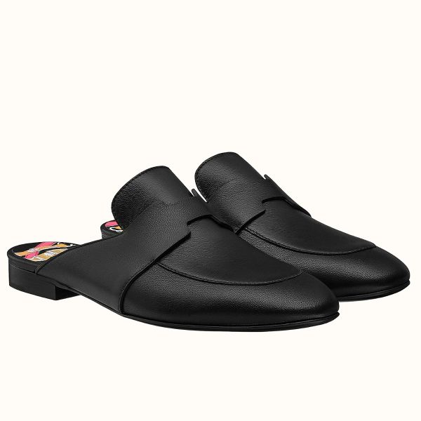 HERM Catena Mules In Black Calfskin