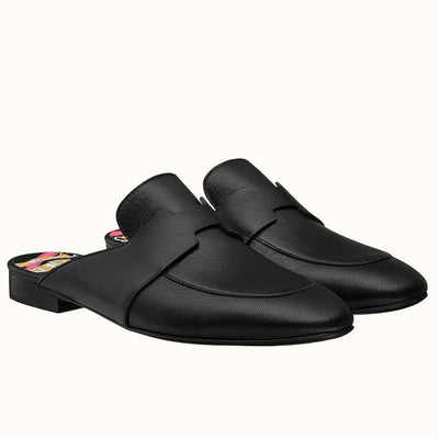 HERM Catena Mules In Black Calfskin