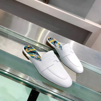 HERM Catena Mules In White Calfskin