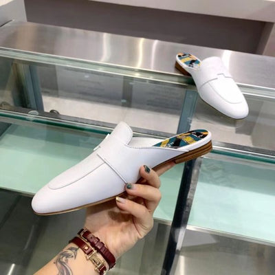 HERM Catena Mules In White Calfskin