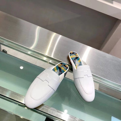 HERM Catena Mules In White Calfskin