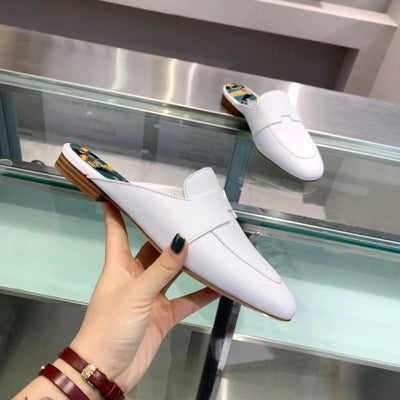 HERM Catena Mules In White Calfskin